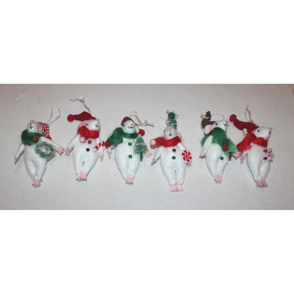 lot of 6 Target Wondershop fabric mouse mice Christmas ornaments red green 2022